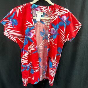 Tropical Itch Womens Hawaiian Smock Red Flora Small